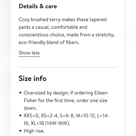 nwt EILEEN FISHER cozy brushed Terry tapered ankle pant S knit pocket trousers - Picture 3 of 7